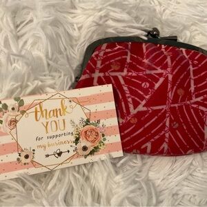Red abstract design coin purse